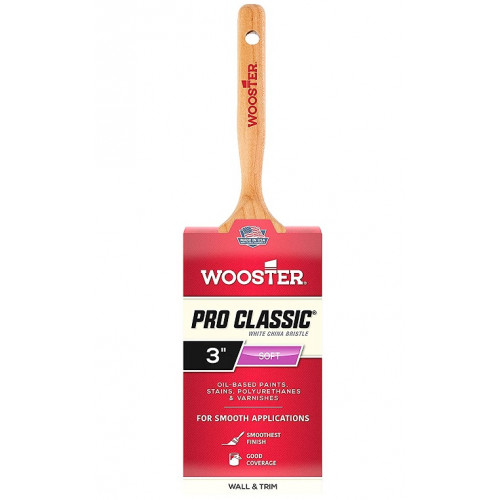 Z1118-3 Прямая кисть 3" PRO CLASSIC® WHITE CHINA BRISTLE- Dowel-Handle Varnish - для ровного укрытия